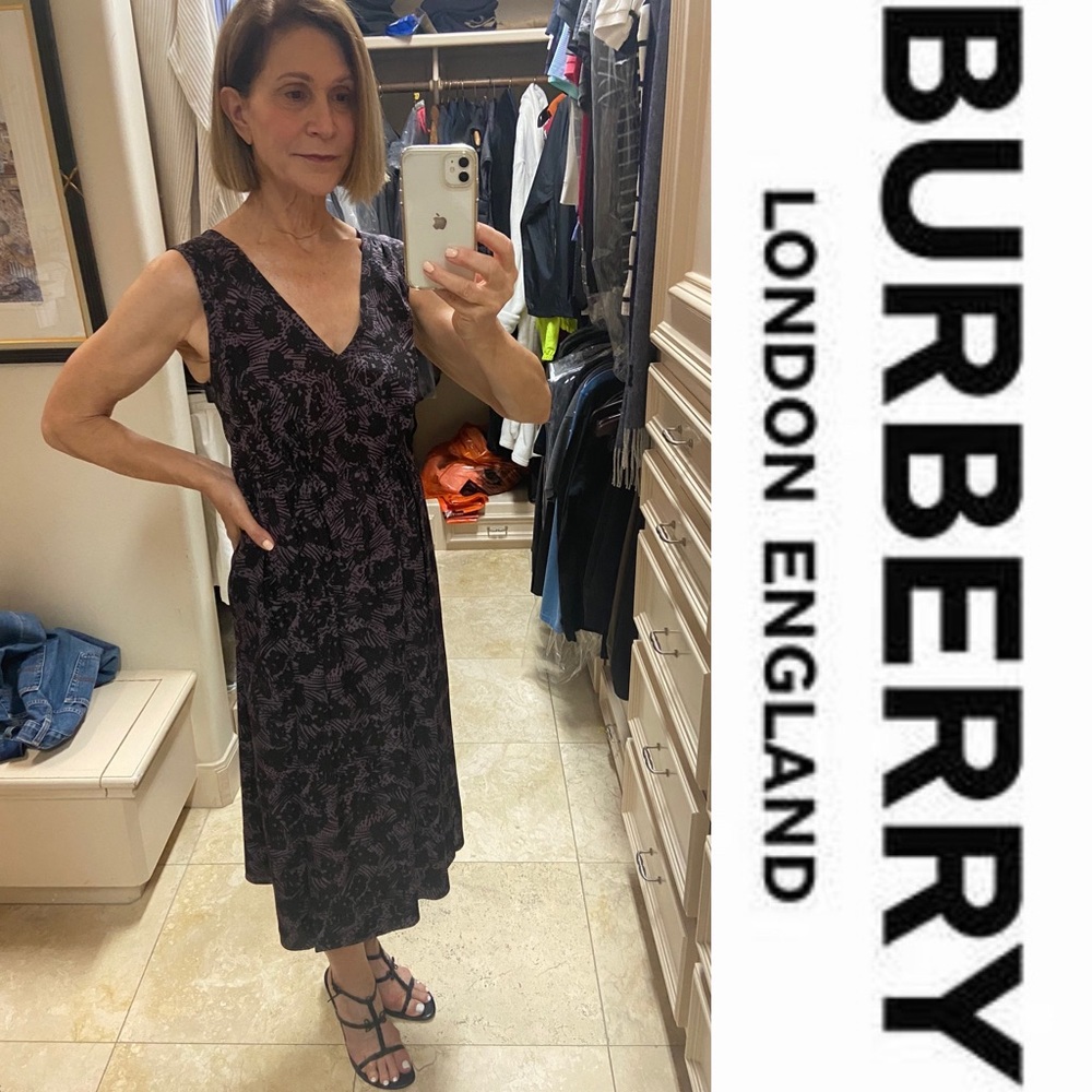 Burberry V-Neck Midi Dress-size 8 - Picture 1 of 7